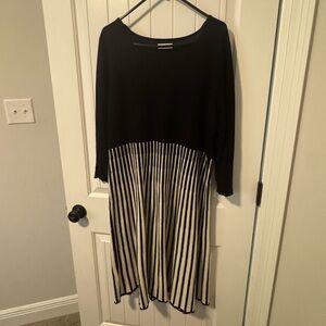 Calvin Klein Black and White Long Sleeve Dress